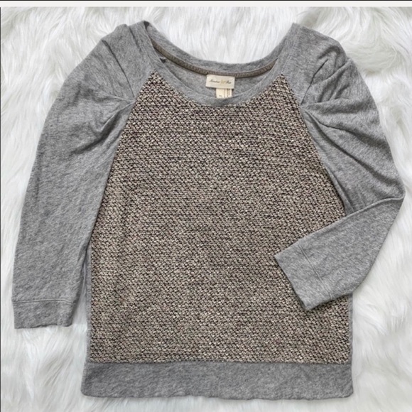 SOLD-Anthropologie Loop Knit Mixed Media Top - Picture 5 of 9